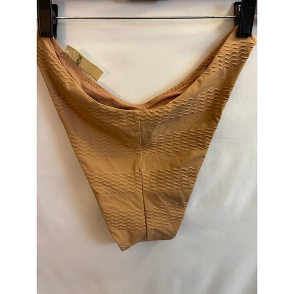 aerie Other - NWT Aerie High Cut Cheeky Bikini Bottom – Ribbed / Chevron / Coffee – Size Large